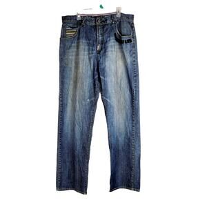 LR Geans by LRG Mens Baggy Embroidered Pocket Blue Jeans Size 38 Y2K Streetwear